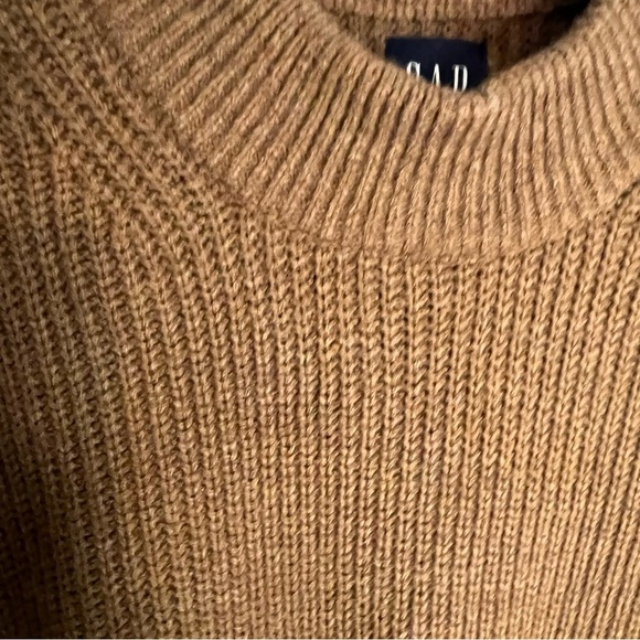 Gap Womens Wool Alpaca Blend Cable Knit Sweater Brown Sz L Mock Neck Oversized - Picture 10 of 11